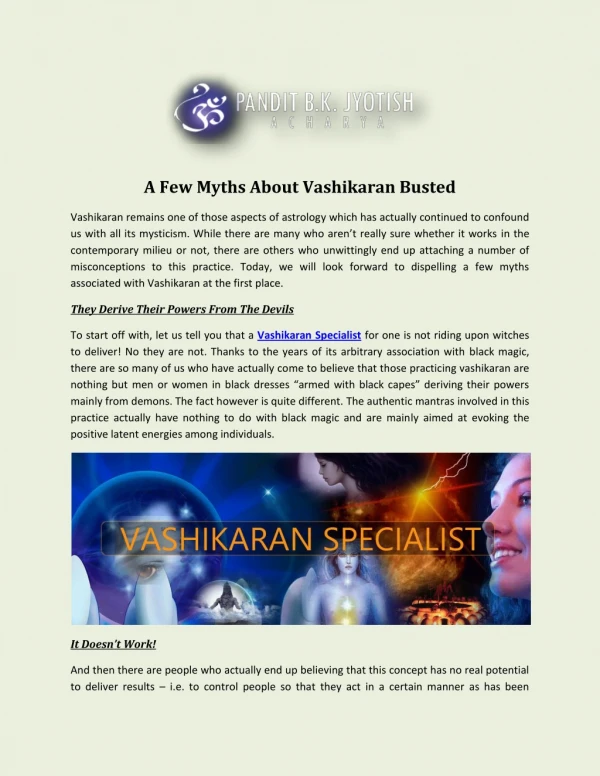 Vashikaran Specialist in India