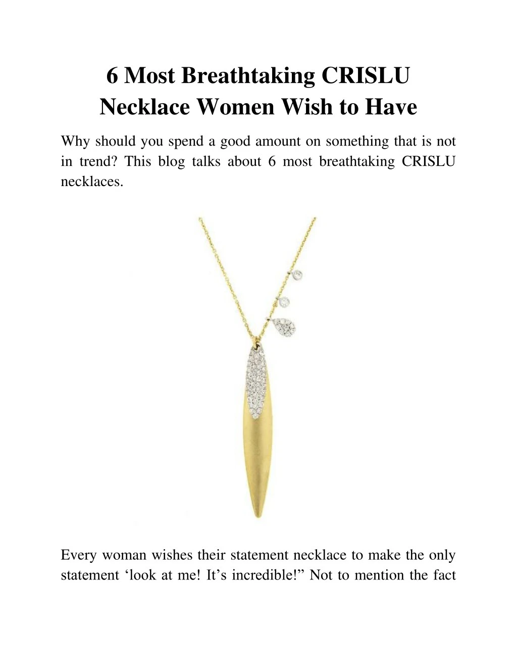6 most breathtaking crislu necklace women wish