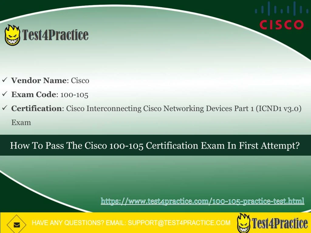 vendor name cisco exam code 100 105 certification