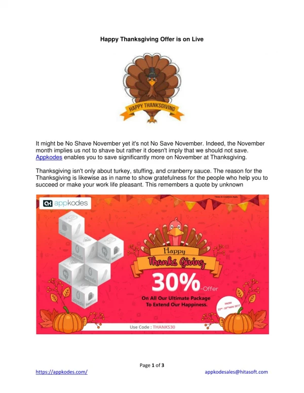 Happy Thanks - Giving Offer Sale from Appkodes