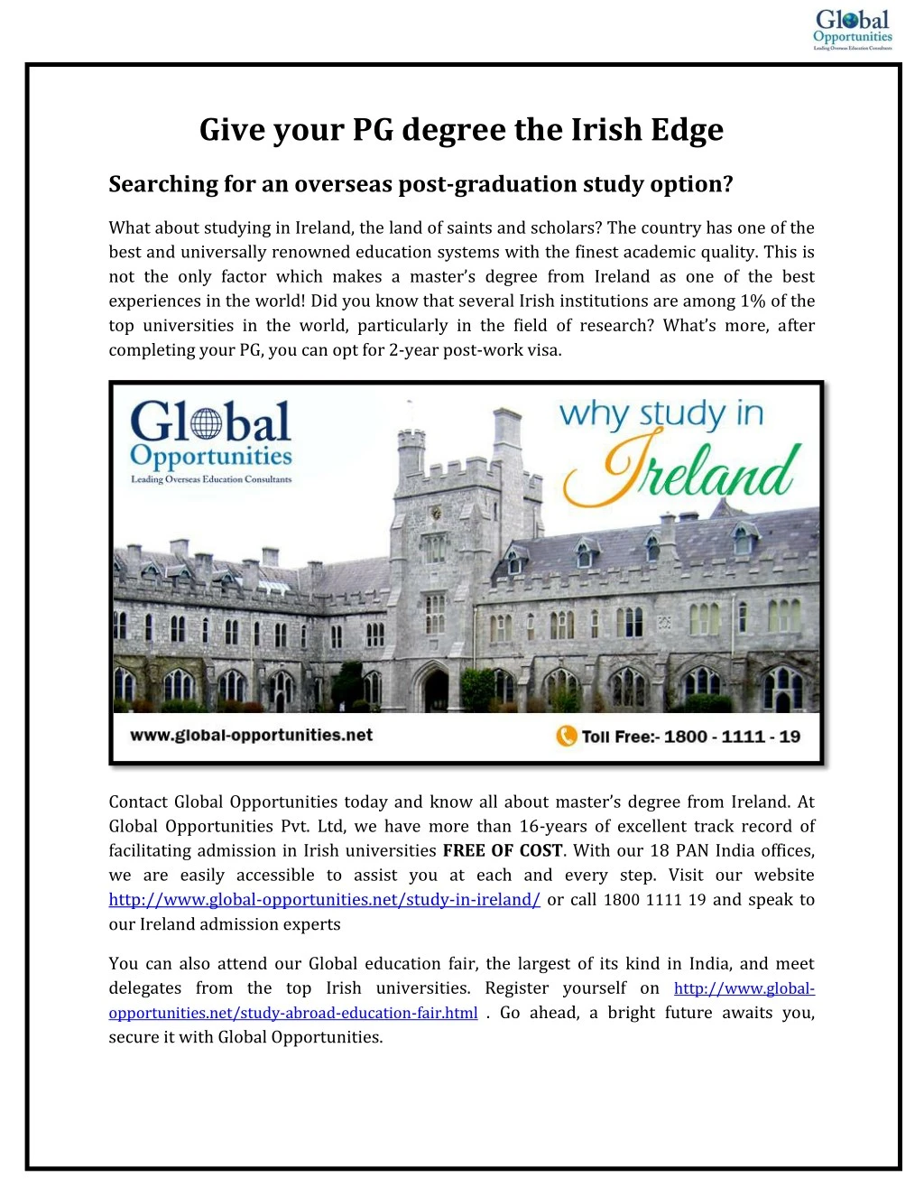 give your pg degree the irish edge