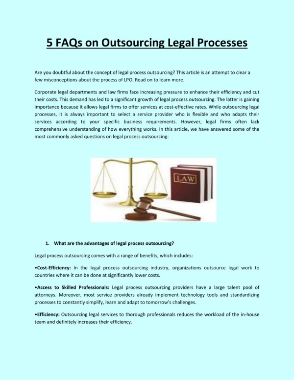 Legal Process Outsourcing Company in India