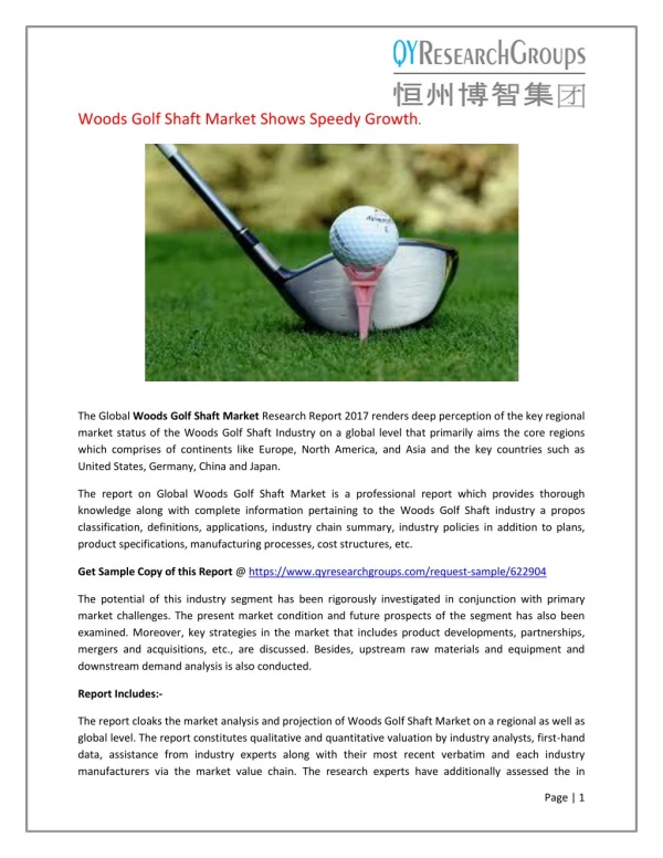 Global Woods Golf Shaft Market Report 2022