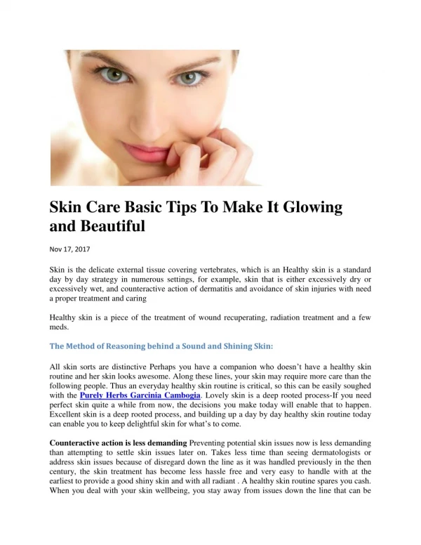 Skin Care Basic Tips to Make It Glowing and Beautiful