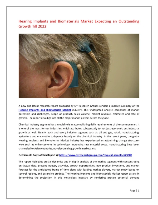 Global Hearing Implants and Biomaterials Market Research Report 2017