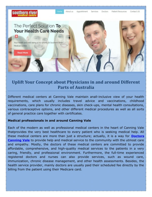Uplift Your Concept about Physicians in and around Different Parts of Australia
