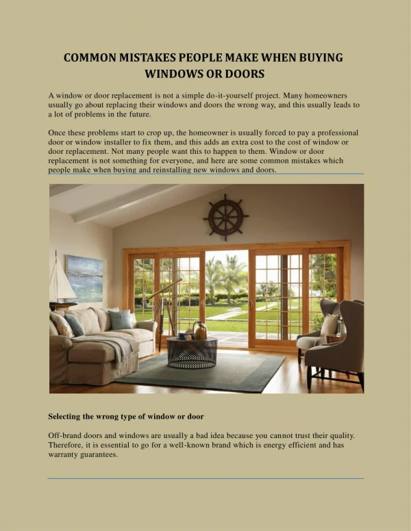 COMMON MISTAKES PEOPLE MAKE WHEN BUYING WINDOWS OR DOORS
