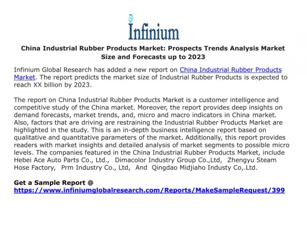 China Industrial Rubber Products Market Prospects Trends Analysis Market Size and Forecasts up to 2023