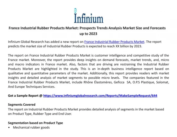 France Industrial Rubber Products Market Prospects Trends Analysis Market Size and Forecasts up to 2023
