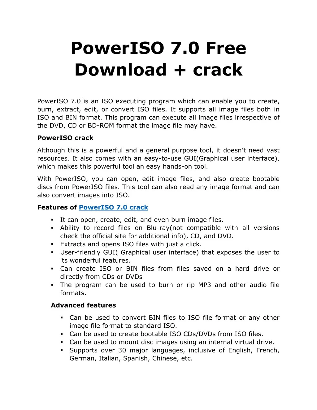 poweriso 7 0 free download crack
