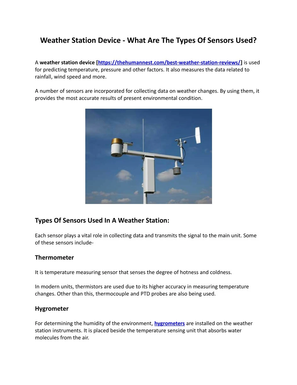 weather station device what are the types