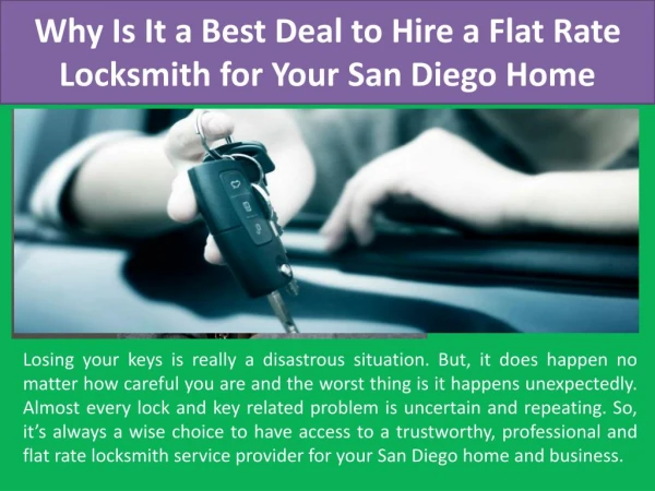 Why Is It a Best Deal to Hire a Flat Rate Locksmith for Your San Diego Home