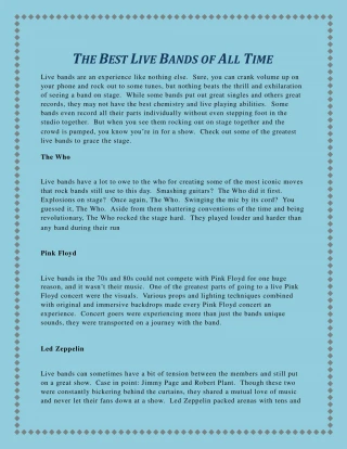 The Best Live Bands of All Time - slide 1