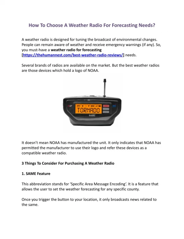 How To Choose A Weather Radio For Forecasting Needs?