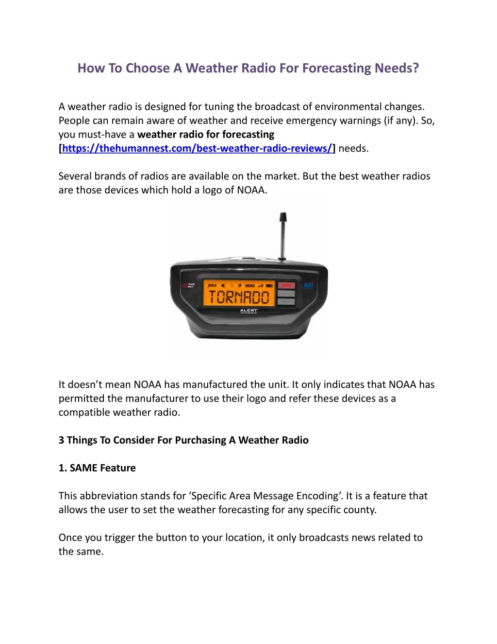 how to choose a weather radio for forecasting