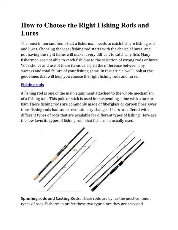 How to Choose the Right Fishing Rods and Lures