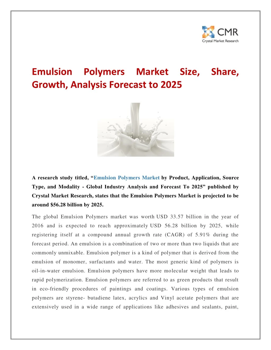 emulsion polymers market size share growth