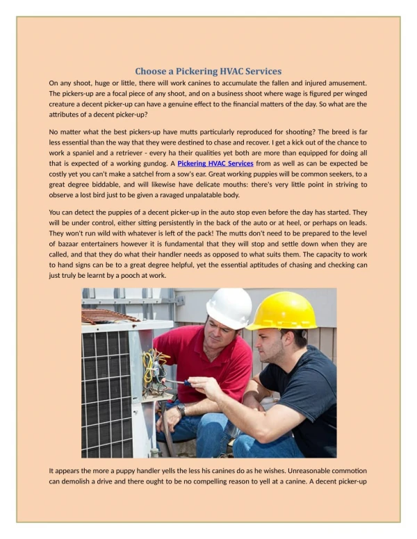 Choose a Pickering HVAC Services