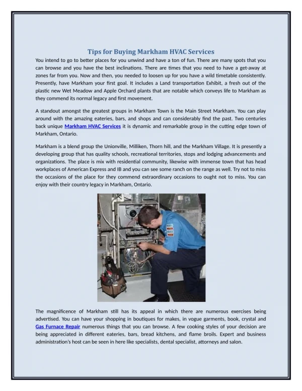 Tips for Buying Markham HVAC Services
