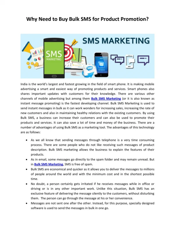 Why Need to Buy Bulk SMS for Product Promotion?