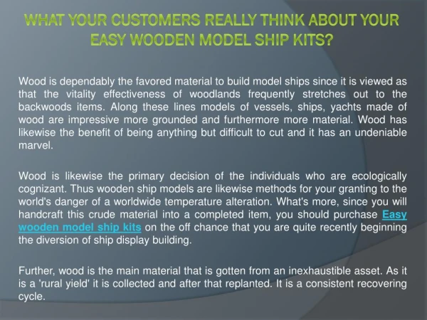 What Your Customers Really Think about Your Easy wooden model ship kits?