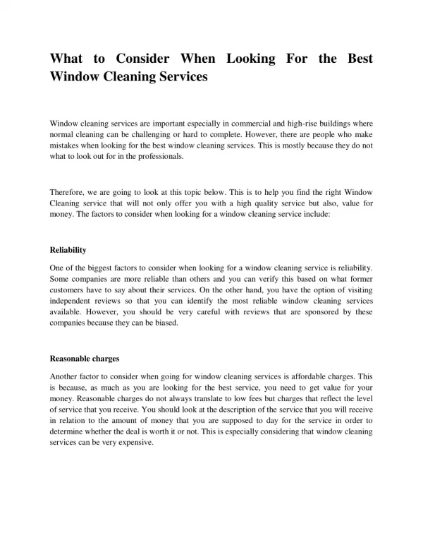 What to consider when looking for the best window cleaning services