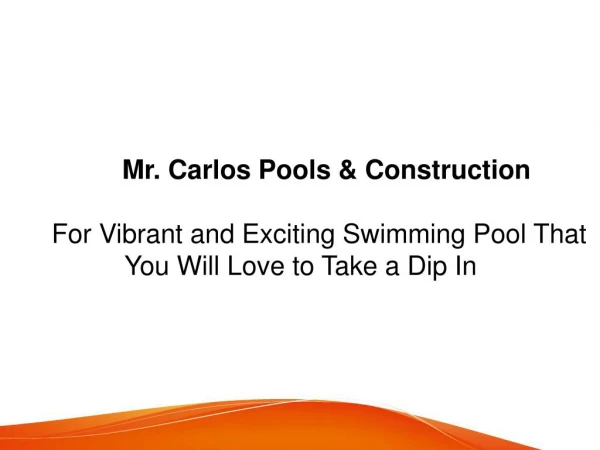 Mr. Carlos Pools & Construction For Vibrant and Exciting Swimming Pool That You Will Love to Take a Dip In