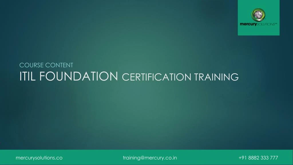 itil foundation certification training