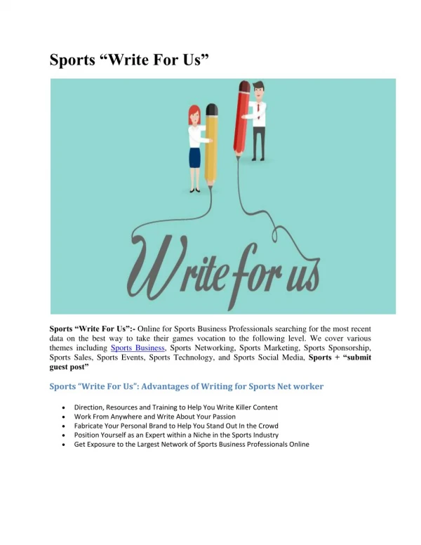 Sports “Write For Us”