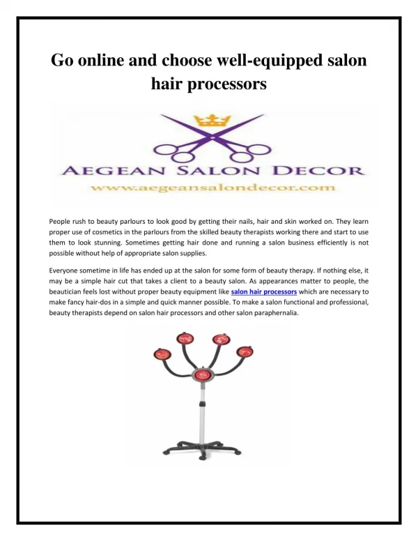 Go online and choose well-equipped salon hair processors