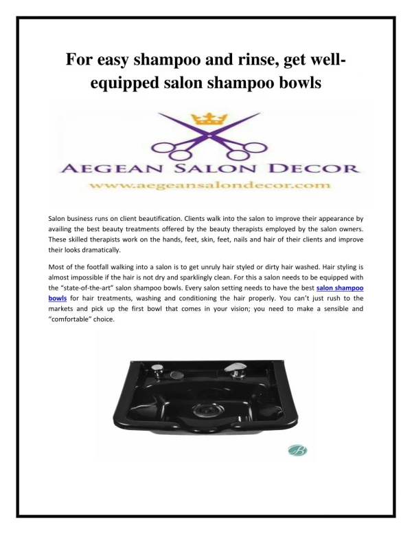 For easy shampoo and rinse, get well-equipped salon shampoo bowls