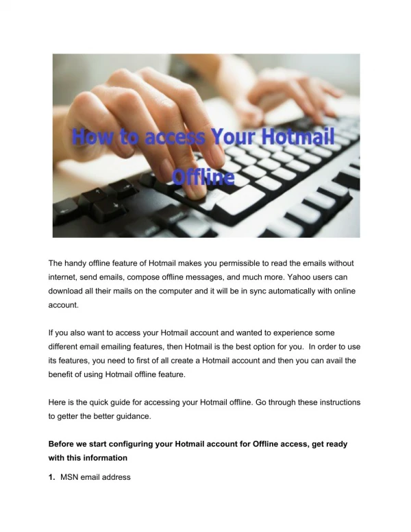 How to access Your Hotmail Offline