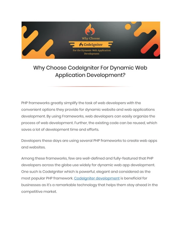Why Choose CodeIgniter For Dynamic Web Application Development?