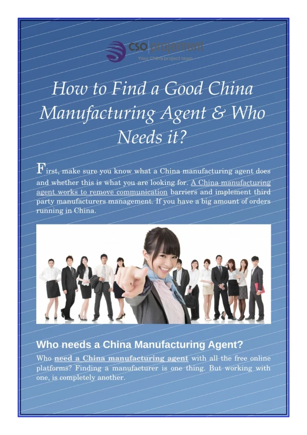 How to Find a Good China Manufacturing Agent & Who Needs it?