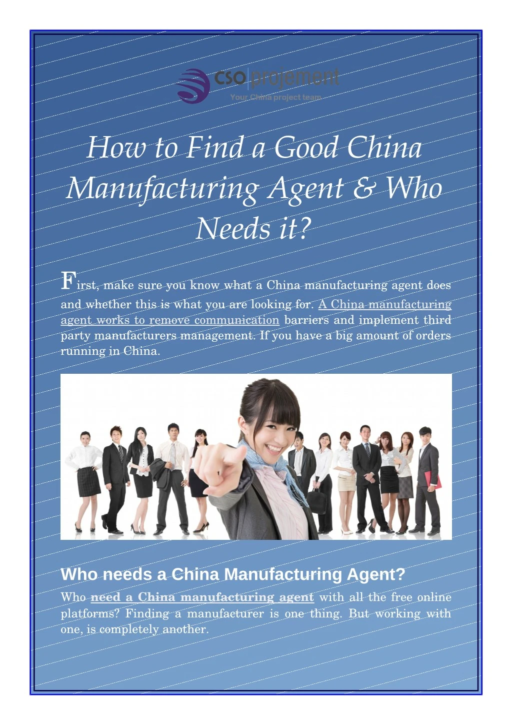 how to find a good china manufacturing agent