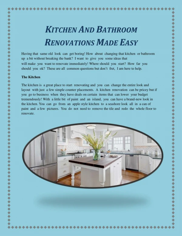 Kitchen And Bathroom Renovations Made Easy