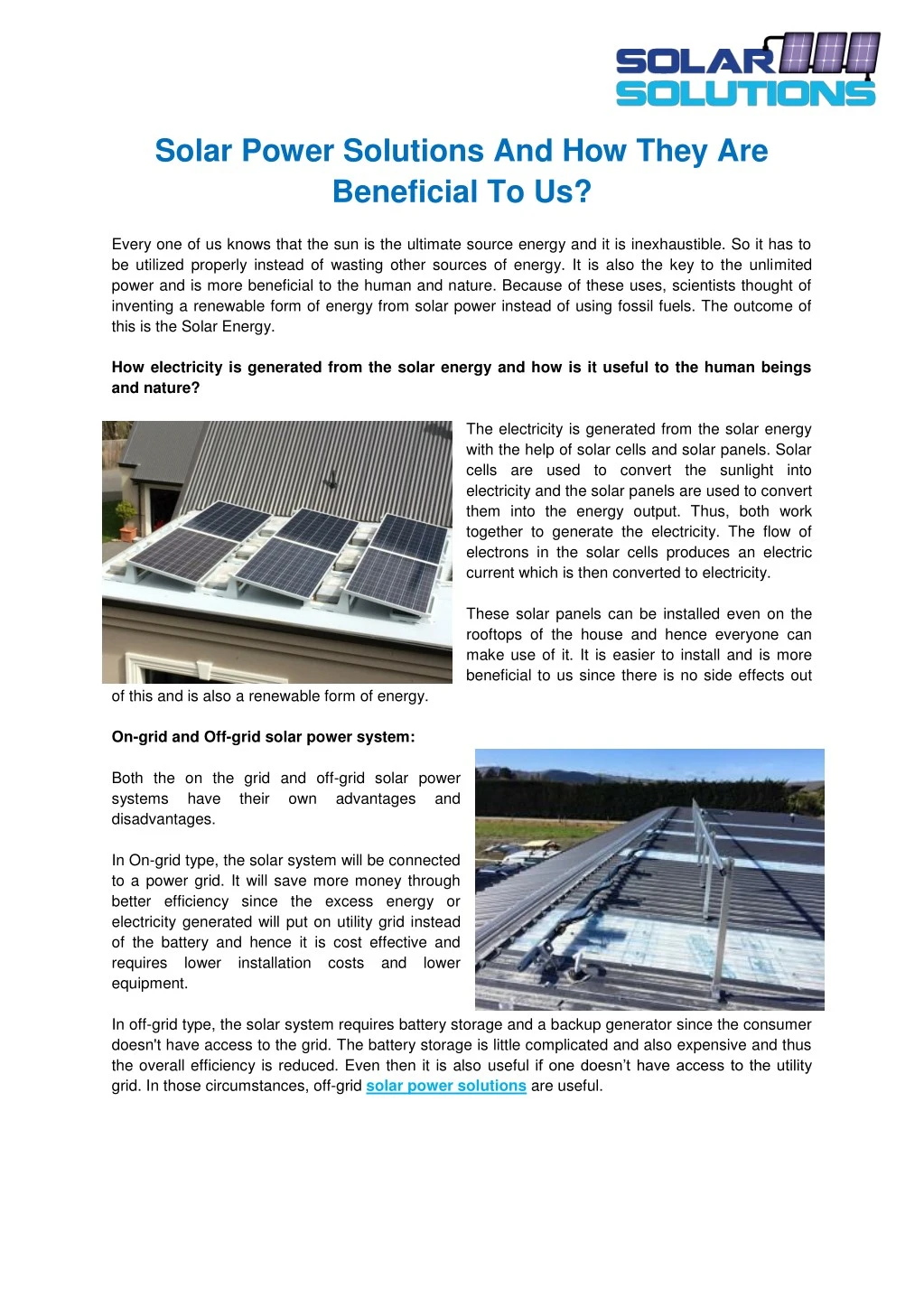 solar power solutions and how they are beneficial
