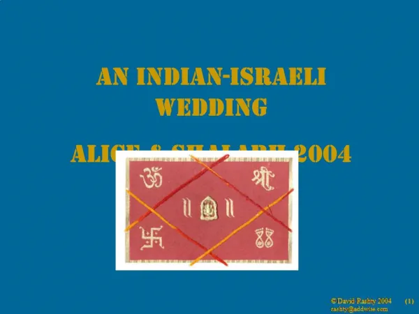 An Indian-Israeli Wedding Alice Shalabh 2004