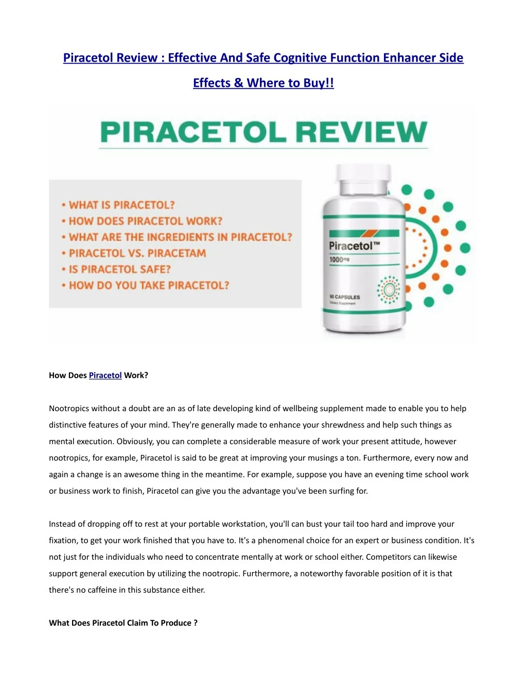 piracetol review effective and safe cognitive