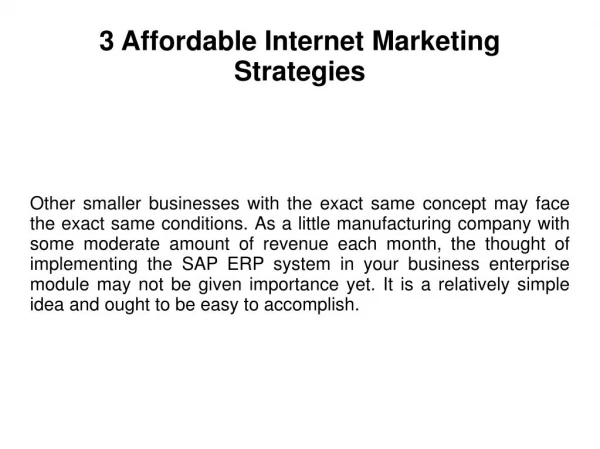 3 Affordable Internet Marketing Strategies