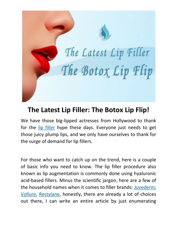 The Latest Lip Filler: The Botox Lip Flip