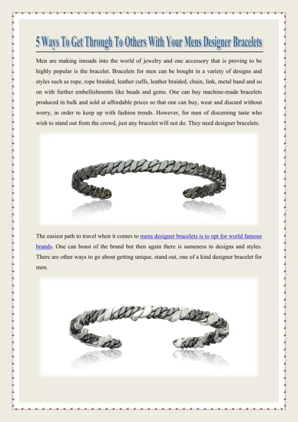5 Ways To Get Through To Others With Your Mens Designer Bracelets