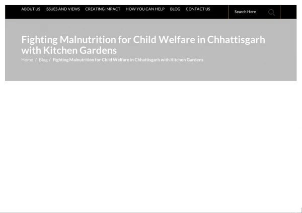 Fighting Malnutrition for Child Welfare in Chhattisgarh with Kitchen Gardens