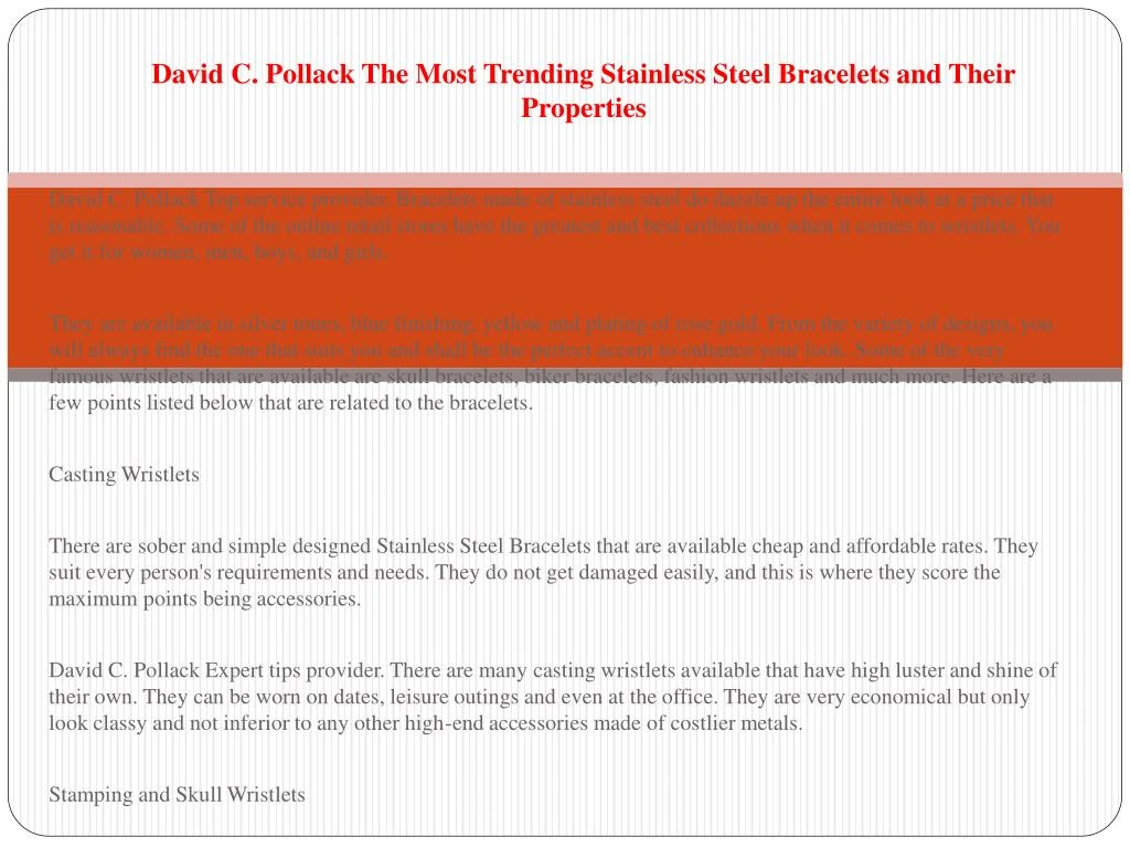david c pollack the most trending stainless steel bracelets and their properties