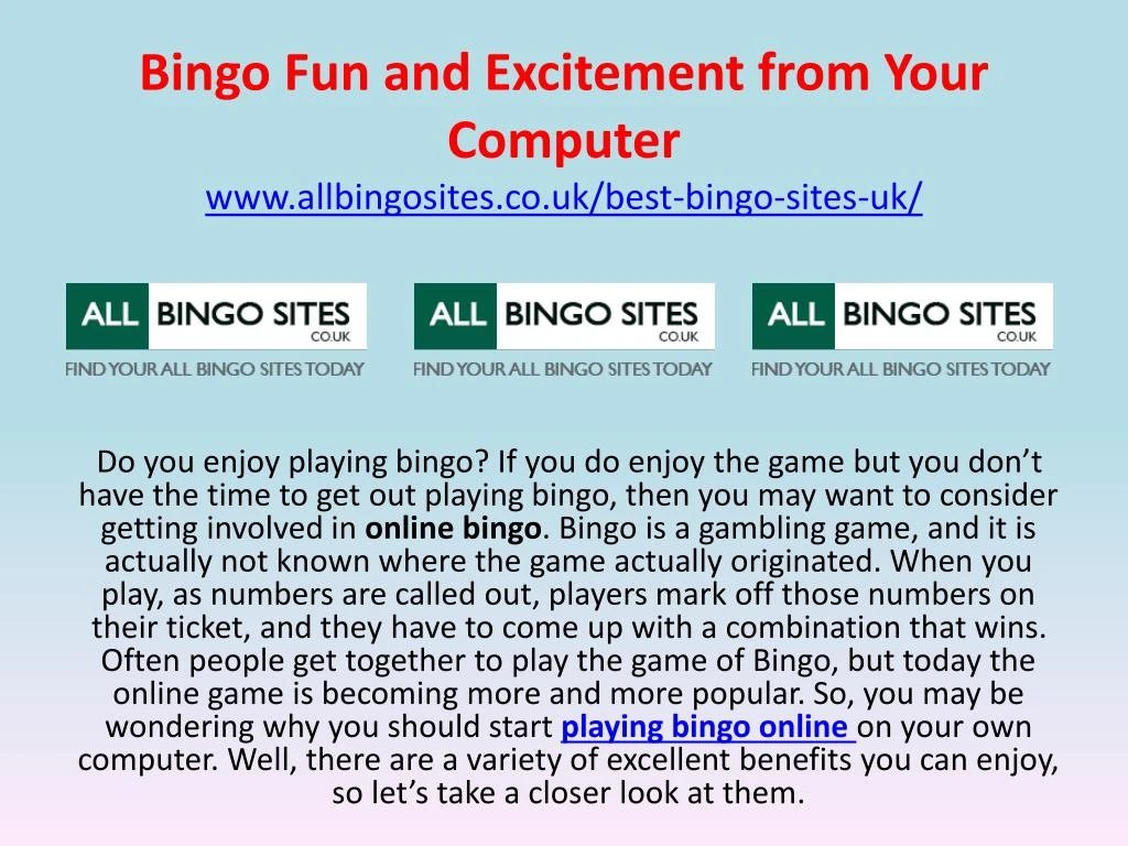 bingo fun and excitement from your computer www allbingosites co uk best bingo sites uk