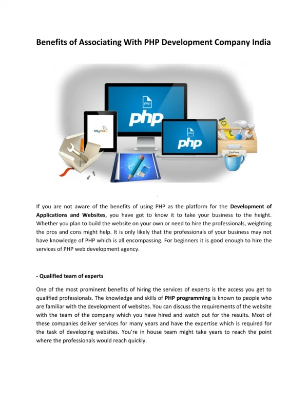 PHP Web Applications Development In India