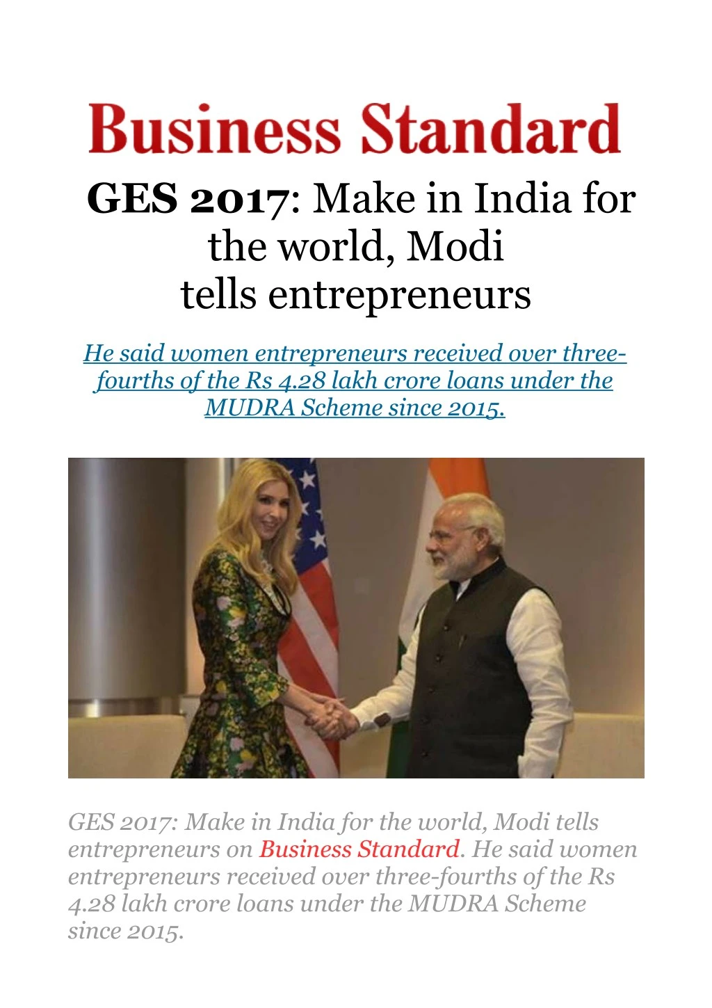 ges 2017 make in india for the world modi tells