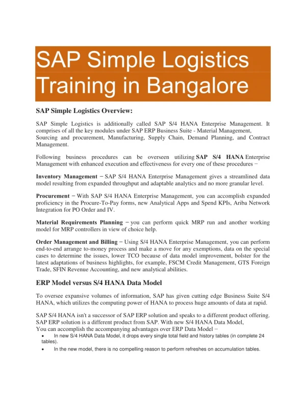 SAP Simple Logistics PDF