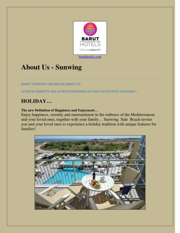 BARUT SUNWING SIDE BEACH - Antalya hotels