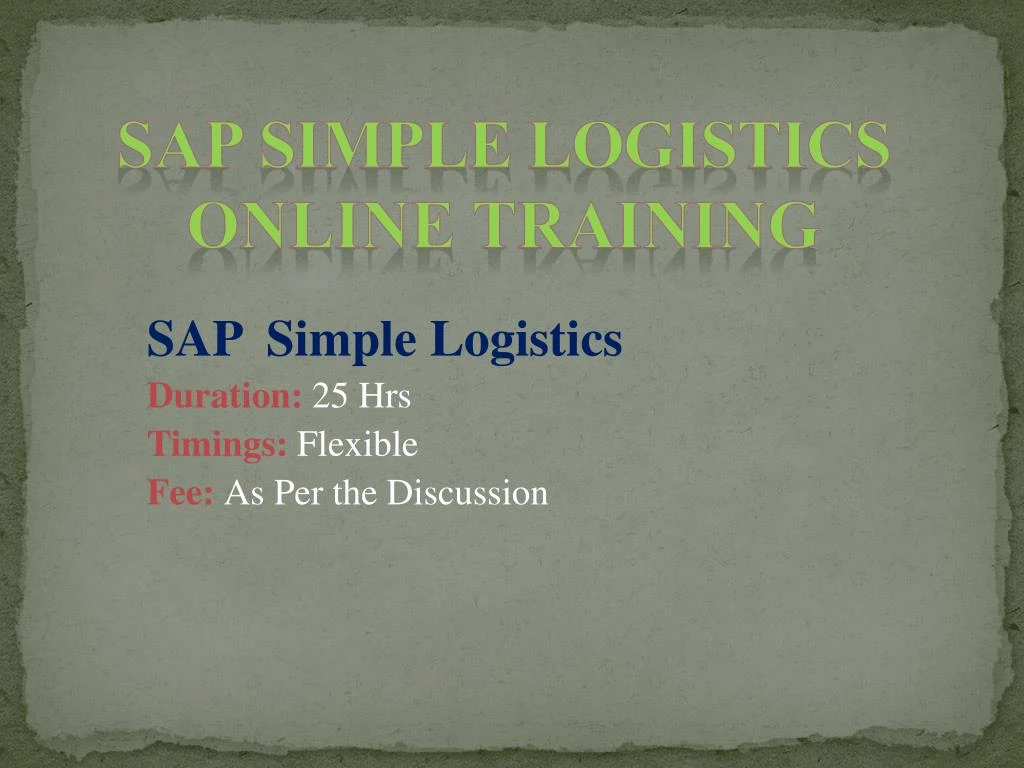 sap simple logistics online training